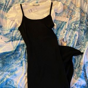 Kneelength Spaghetti Strap Dress with Top Attached